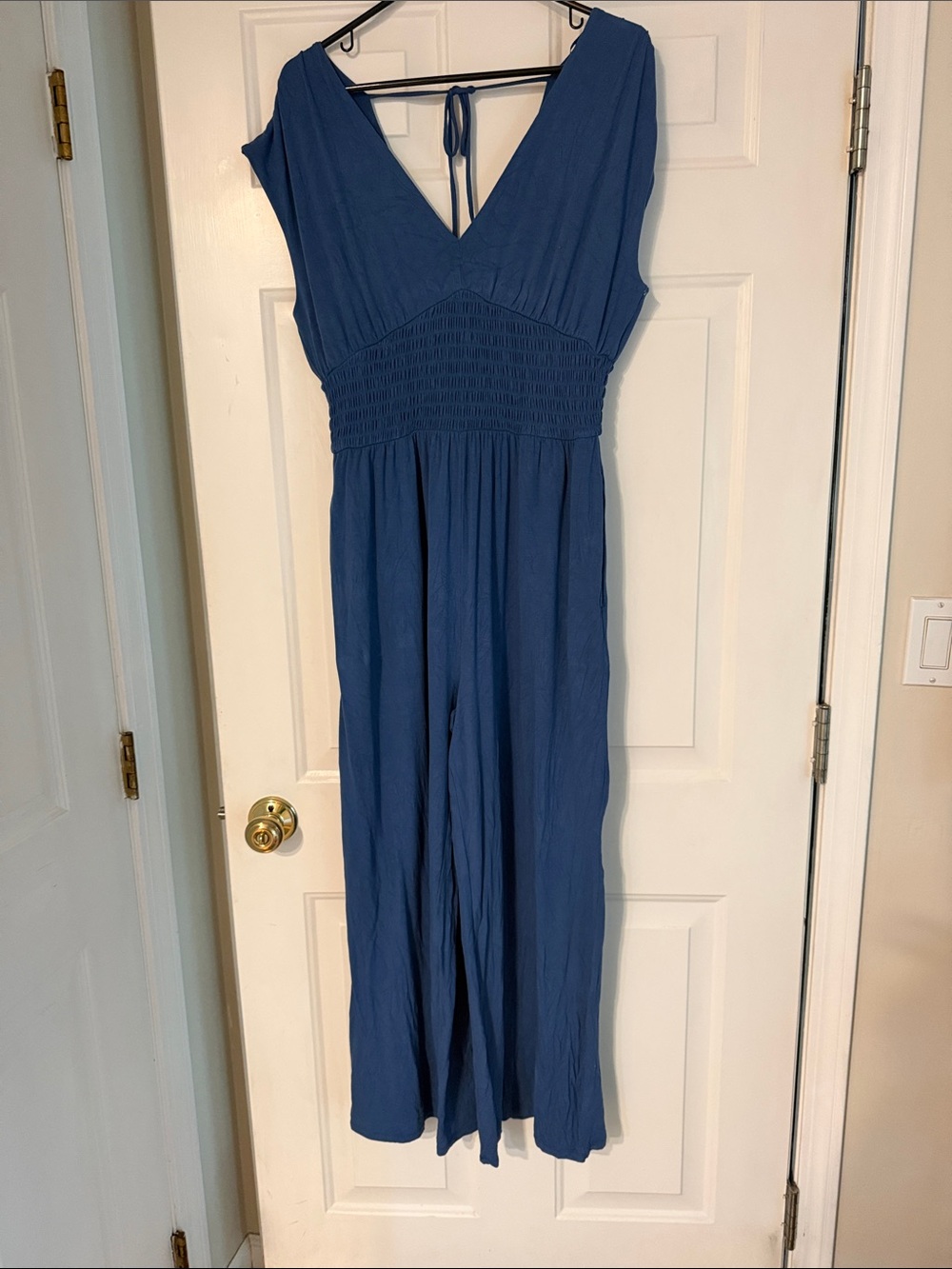 Women’s Old Navy Blue V-Neck Smocked Waist Jumpsuit